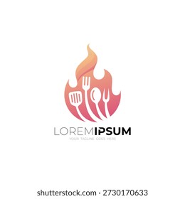 Restaurant logo with flame design template, barbecue logos