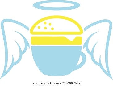 Restaurant logo, food logo, burger, coffee, angel, bread, bun, meal, fast food, junk