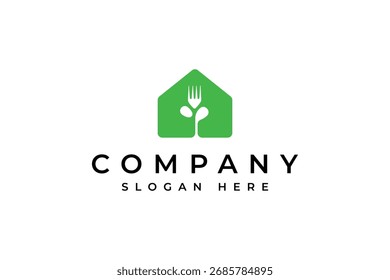 restaurant logo with a fork icon in flat design style