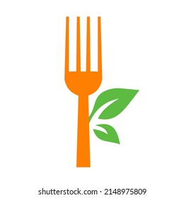 Restaurant Logo Fork, Leaf Symbol for Kitchen Sign, Cafe Icon, Restaurant, Cooking Business Vector