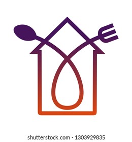 restaurant logo, with fork...on line and house line