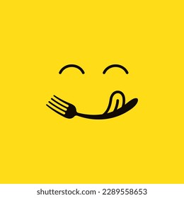 Logo del restaurante con el concepto de sonrisa de tenedor.