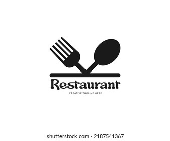 Restaurant logo with fork and spoon illustration