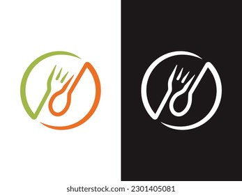 Restaurant logo with fork and spoon illustration Stock Vector
