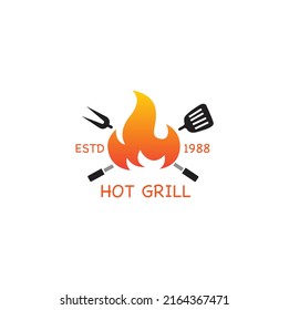 Restaurant logo with grill design
