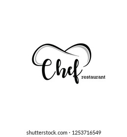 Restaurant logo with hat chef icon.