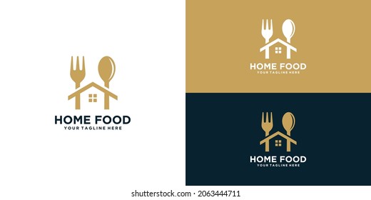 restaurant logo with house and cutlery concept