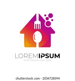 Restaurant logo, house and cutlery design combination
