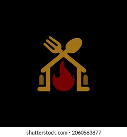 Restaurant logo and house design vector, simple style logos