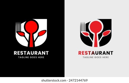 Restaurant logo icon vector sample kitchen cooking food knife roasted meat breakfast café