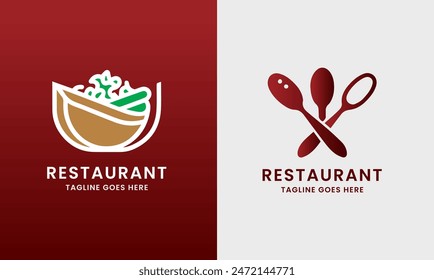 Restaurant logo icon vector sample kitchen cooking food knife roasted meat breakfast café