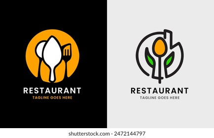 Restaurant logo icon vector sample kitchen cooking food knife roasted meat breakfast café