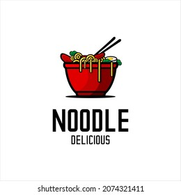 restaurant logo illustration vector, delicious bowl of noodles