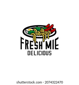 restaurant logo illustration vector, delicious bowl of noodles