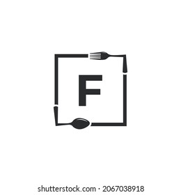 Restaurant Logo. Initial Letter F with Spoon Fork for Restaurant Logo Icon Design Template
