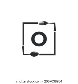 Restaurant Logo. Initial Letter O with Spoon Fork for Restaurant Logo Icon Design Template