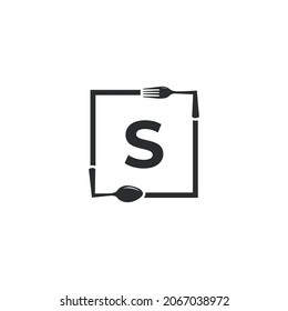Restaurant Logo. Initial Letter S with Spoon Fork for Restaurant Logo Icon Design Template