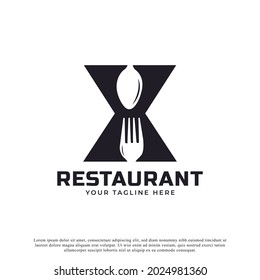 Restaurant Logo. Initial Letter X with Spoon Fork for Restaurant Logo Icon Design Template