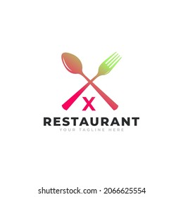 Restaurant Logo. Initial Letter X with Spoon Fork for Restaurant Logo Icon Design Template