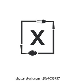 Restaurant Logo. Initial Letter X with Spoon Fork for Restaurant Logo Icon Design Template