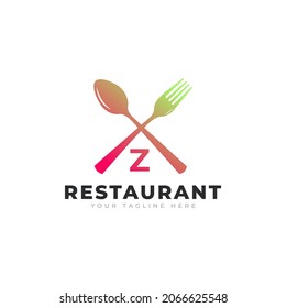 Restaurant Logo. Initial Letter Z with Spoon Fork for Restaurant Logo Icon Design Template
