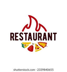 Restaurant logo. Kebab, shawrma, pizza and drum stick chicken for fast food restaurant logo vector illustration