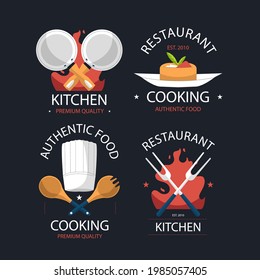 Restaurant Logo Kitchen Chef Sign Cooking Food Vector Abstract Icons Coffee Shop Cafe Logo Signs