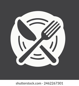 Restaurant logo with knife and fork icon. Vector illustration