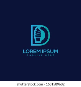 Restaurant logo with Letter D design illustration,Restaurant or coffee shop logo with initial letter D, design vector symbol for restaurant or coffee shop template, food industry branding