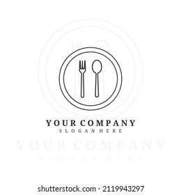 restaurant logo line art illustration design vector creative nature minimalist monoline outline linear simple modern