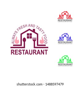 Restaurant logo with line design simple , Building logo, Home and restaurant logo