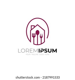 Restaurant logo with line design template, building icon, house logos