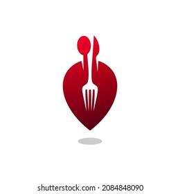 Restaurant logo with location design, pin icon