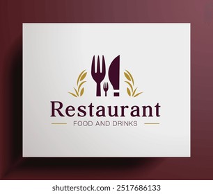 Restaurant Logo, menu with a picture of a restaurant and drinks, use any more.