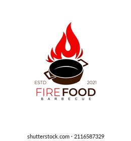 Logo del restaurante con diseño moderno vectorial, icono de fuego
