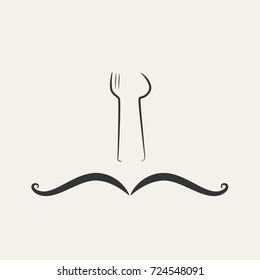 Restaurant logo with mustache fork and spoon
