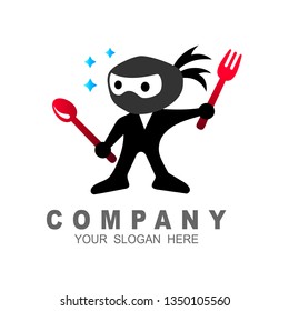 
Restaurant logo with ninja and chef logo vector