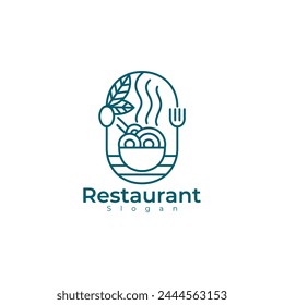 Restaurant logo, noodle icon template, line style design