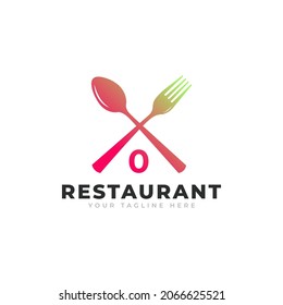 Restaurant Logo. Number 0 with Spoon Fork for Restaurant Logo Icon Design Template