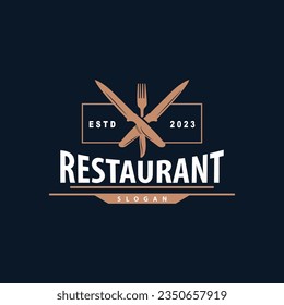 Logotipo De Restaurante Tipografía Antigua Estilo Retro Vintage Elegante Cubertería De Ornamentos Y Diseño Vector De Cuchillos