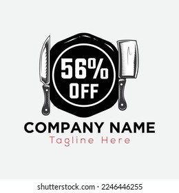 Restaurant Logo On Letter 56 Template. Food On 56 Letter, Initial Chef, Offer Sign Concept