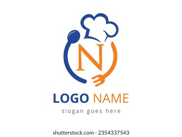 Restaurant Logo on Letter N Concept. Modern vector logo for cafe, restaurant, cooking business, and company identity