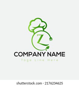 Restaurant Logo On Letter Z Template. Food On Z Letter, Initial Chef Sign Concept