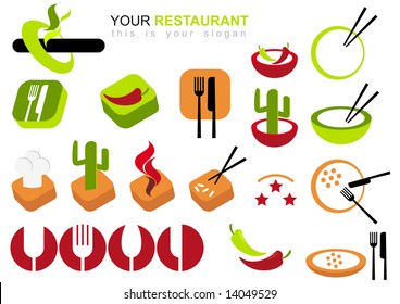 conjunto de logotipos del restaurante