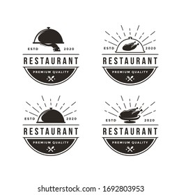 Restaurant logo set, food service logo icon set template on white background