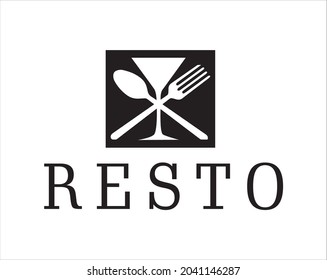 LOGOTIPO RESTAURANTE SENCILLO CON CRISTAL Y BLANCO NEGRO