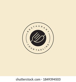 Restaurant logo with spoon and chili icon, modern concept of lines