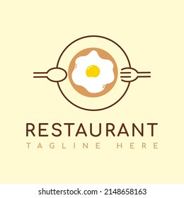 Restaurant logo with spoon and fork icon, simple modern concept.