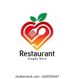 Restaurant logo with spoon and fork icon, modern concept, food service logo, food and drink logo, Food icon. Cooking Restaurant vector logo template. Cafe icon