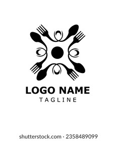 Logo del restaurante con icono de cuchara y tenedor